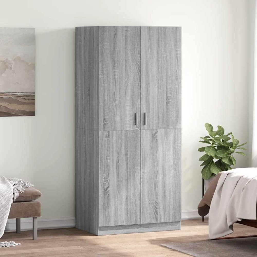 vidaXL Klädhängare grå sonoma 80x52x180 cm konstruerat trä