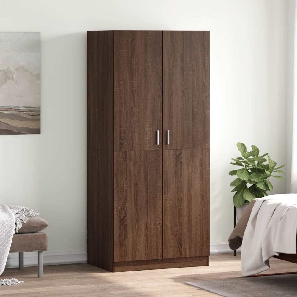 vidaXL Garderob brun ek 80x52x180 cm konstruerat trä