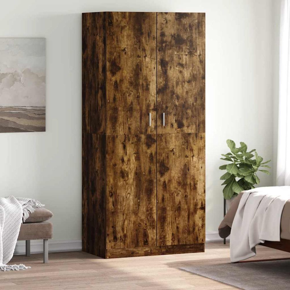 vidaXL Garderob rökfärgad ek 90x52x200 cm konstruerat trä