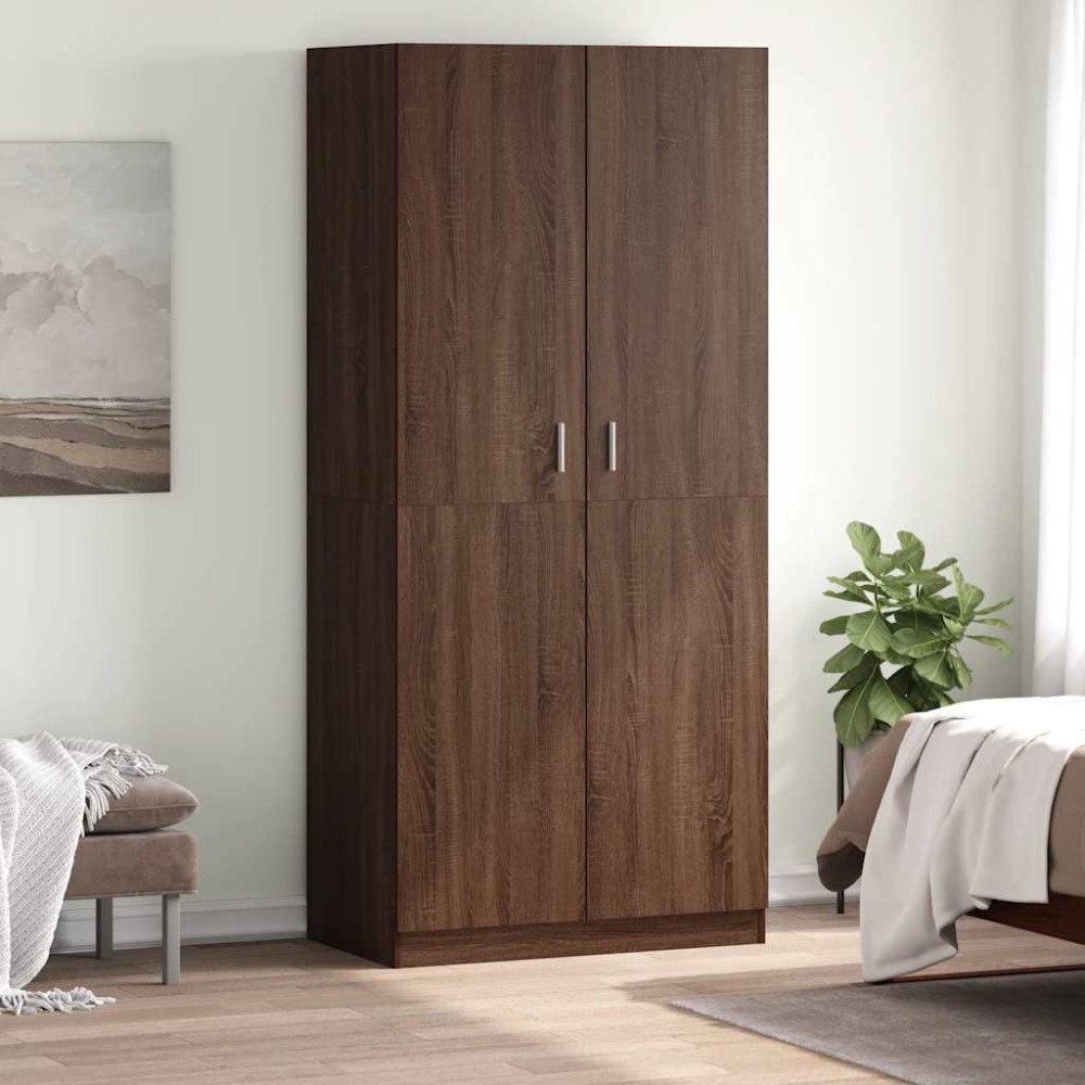 vidaXL Garderob brun ek 90x52x200 cm konstruerat trä