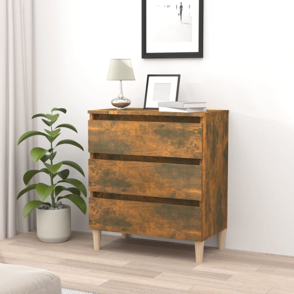 vidaXL Byrå rökfärgad ek 60x35x69 cm konstruerat trä