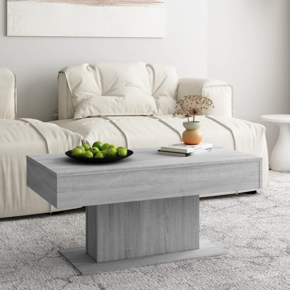 vidaXL Soffbord grå sonoma-ek 96x50x45 cm konstruerat trä