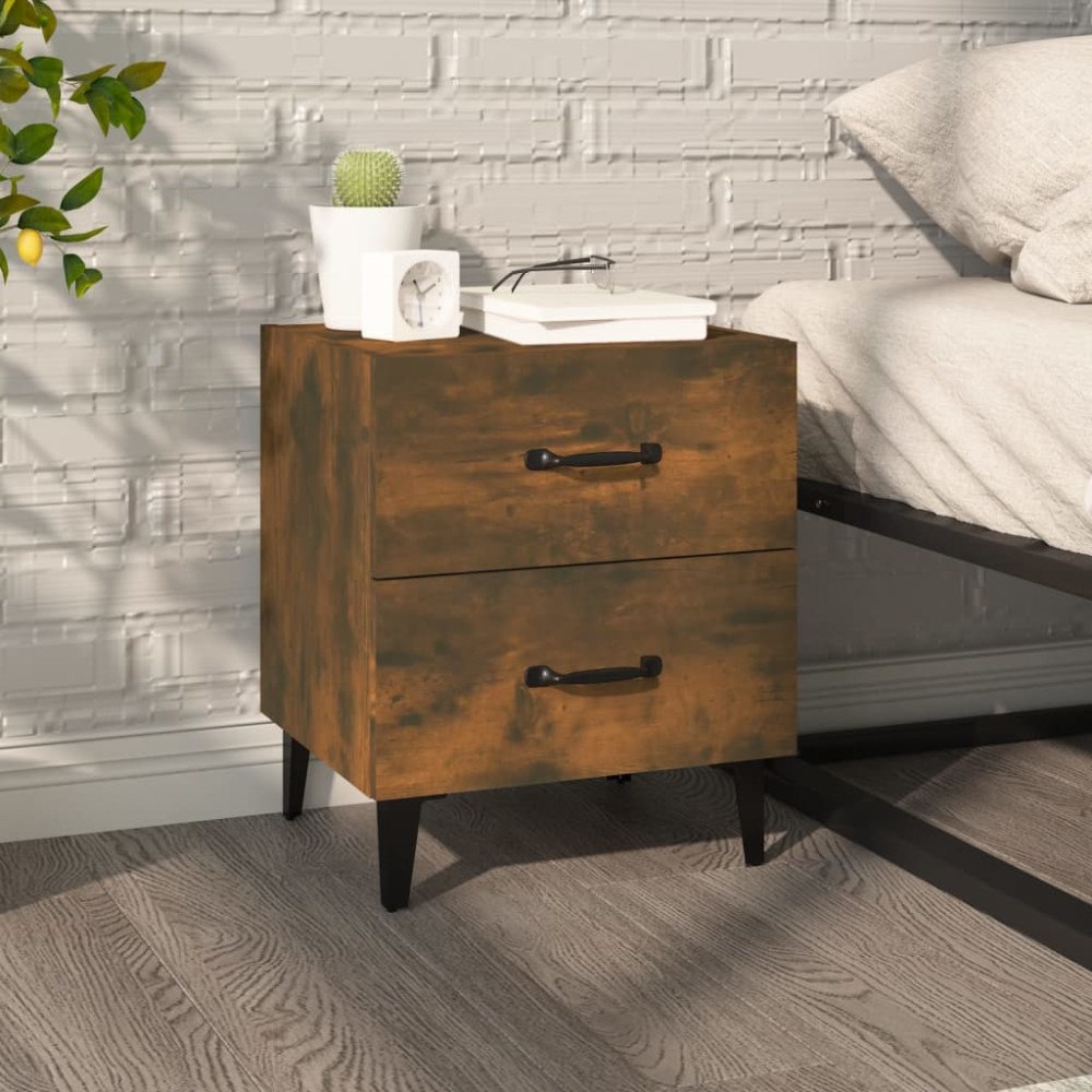 vidaXL Sängbord rökfärgad ek 40x35x47,5 cm