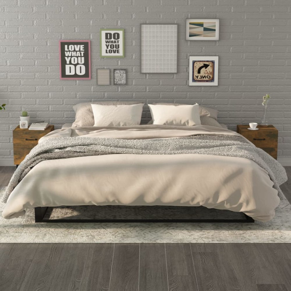 vidaXL Sängbord 2 st Rökfärgad ek 40x35x47,5 cm