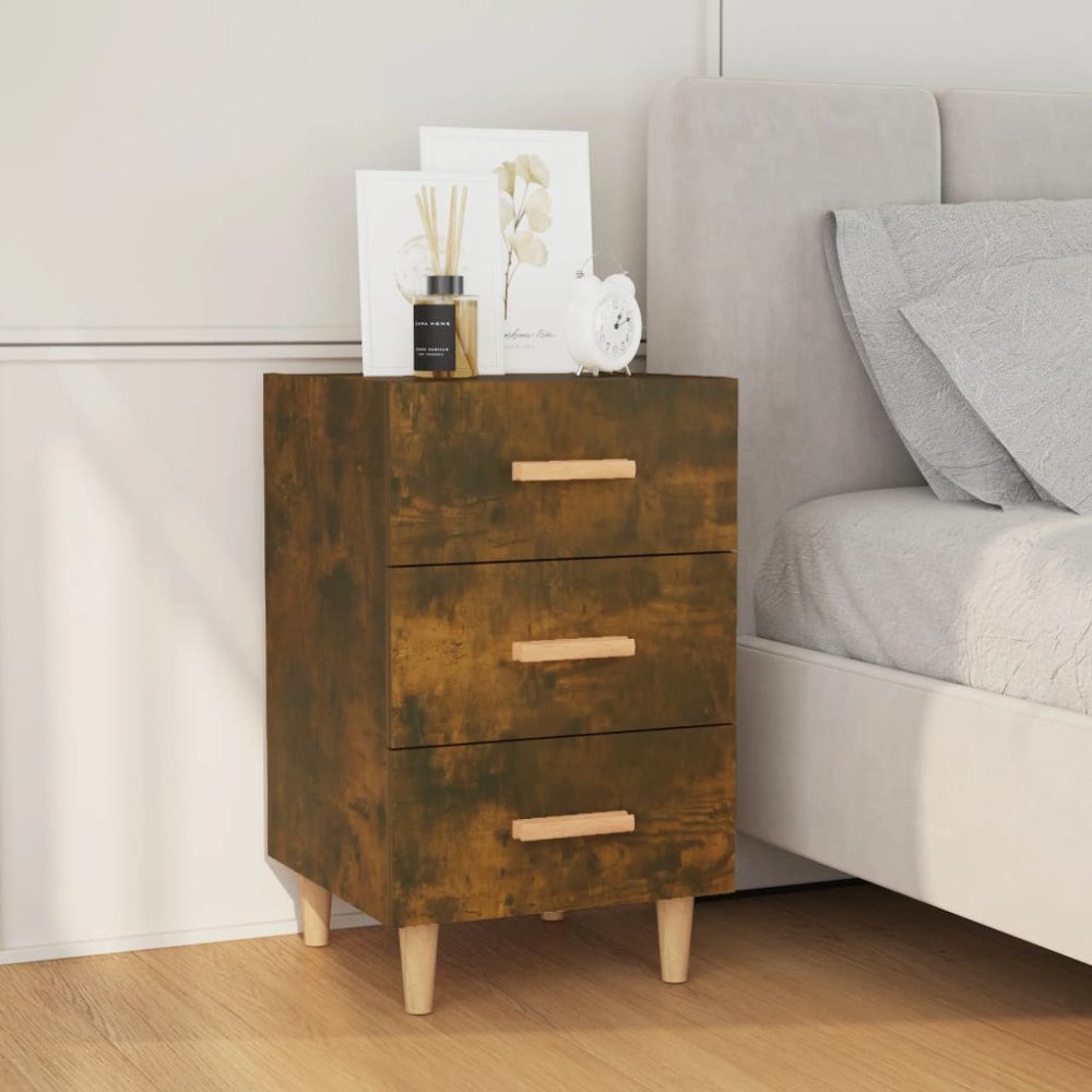 vidaXL Sängbord rökfärgad ek 40x40x66 cm konstruerat trä