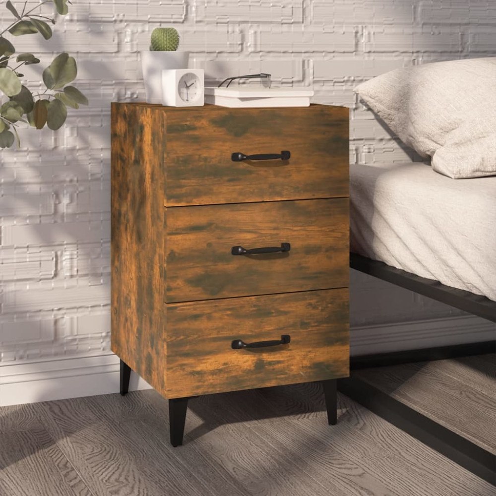 vidaXL Sängbord rökfärgad ek 40x40x66 cm konstruerat trä