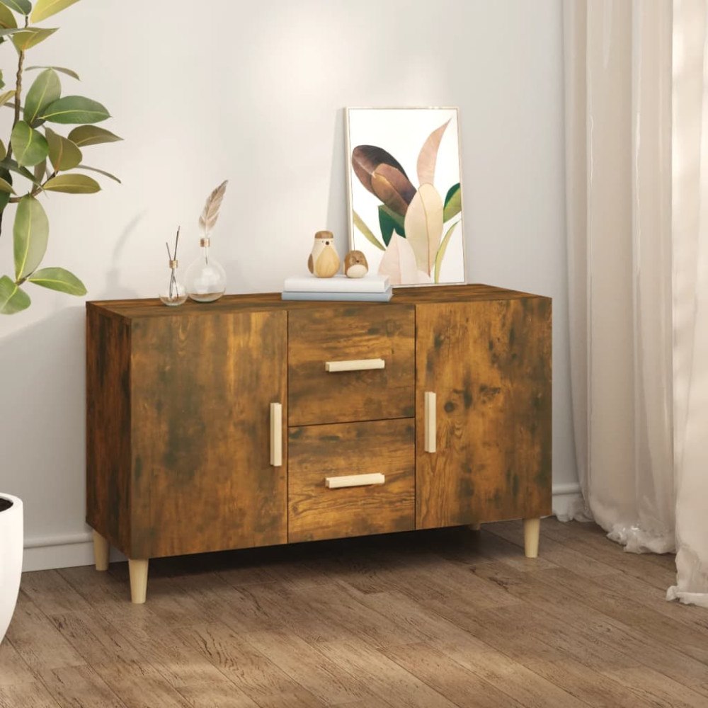 vidaXL Byrå rökfärgad ek 100x36x60 cm konstruerat trä