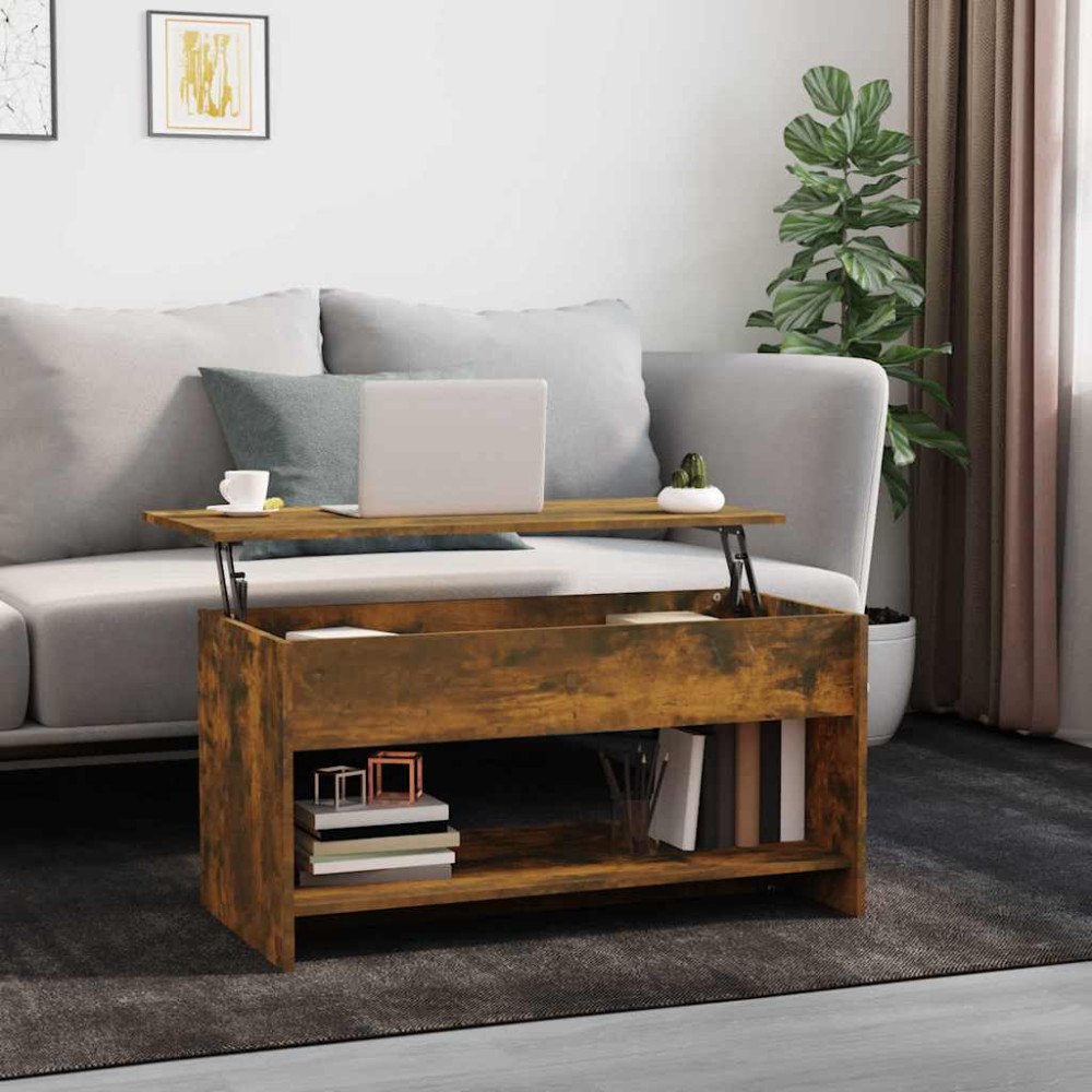 vidaXL Soffbord rökfärgad ek 102x50x52,5 cm konstruerat trä