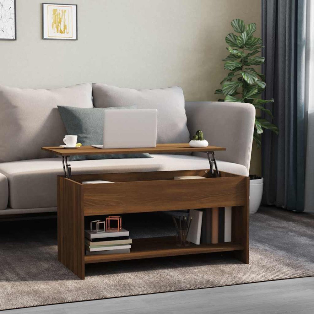 vidaXL Soffbord brun ek 102x50x52,5 cm konstruerat trä