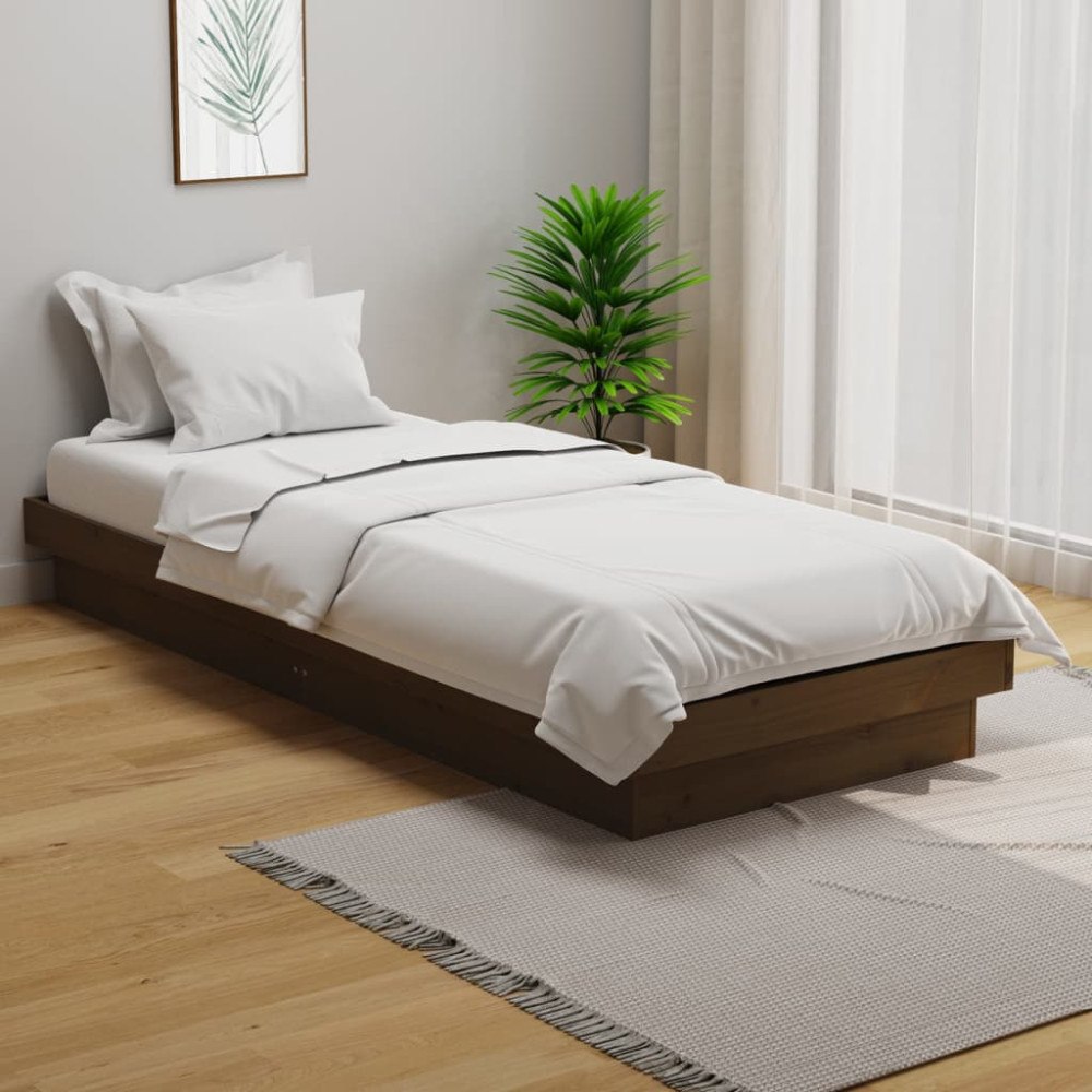 vidaXL Sängram honungsbrun massiv furu 75x190 cm