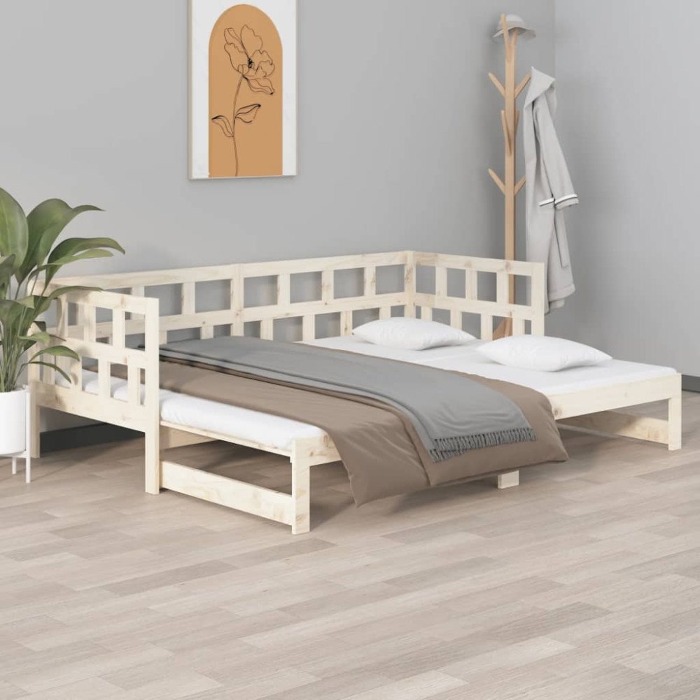 vidaXL Bäddsoffa massiv furu 2x(90x200) cm