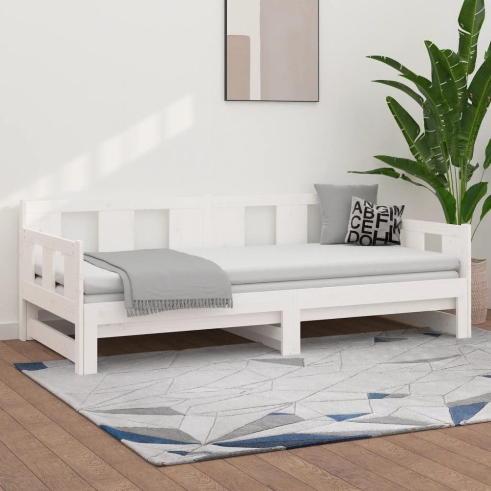 vidaXL Bäddsoffa vit massiv furu 2x(90x200) cm