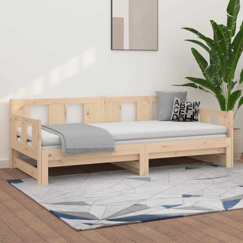vidaXL Bäddsoffa massiv furu 2x(90x200) cm
