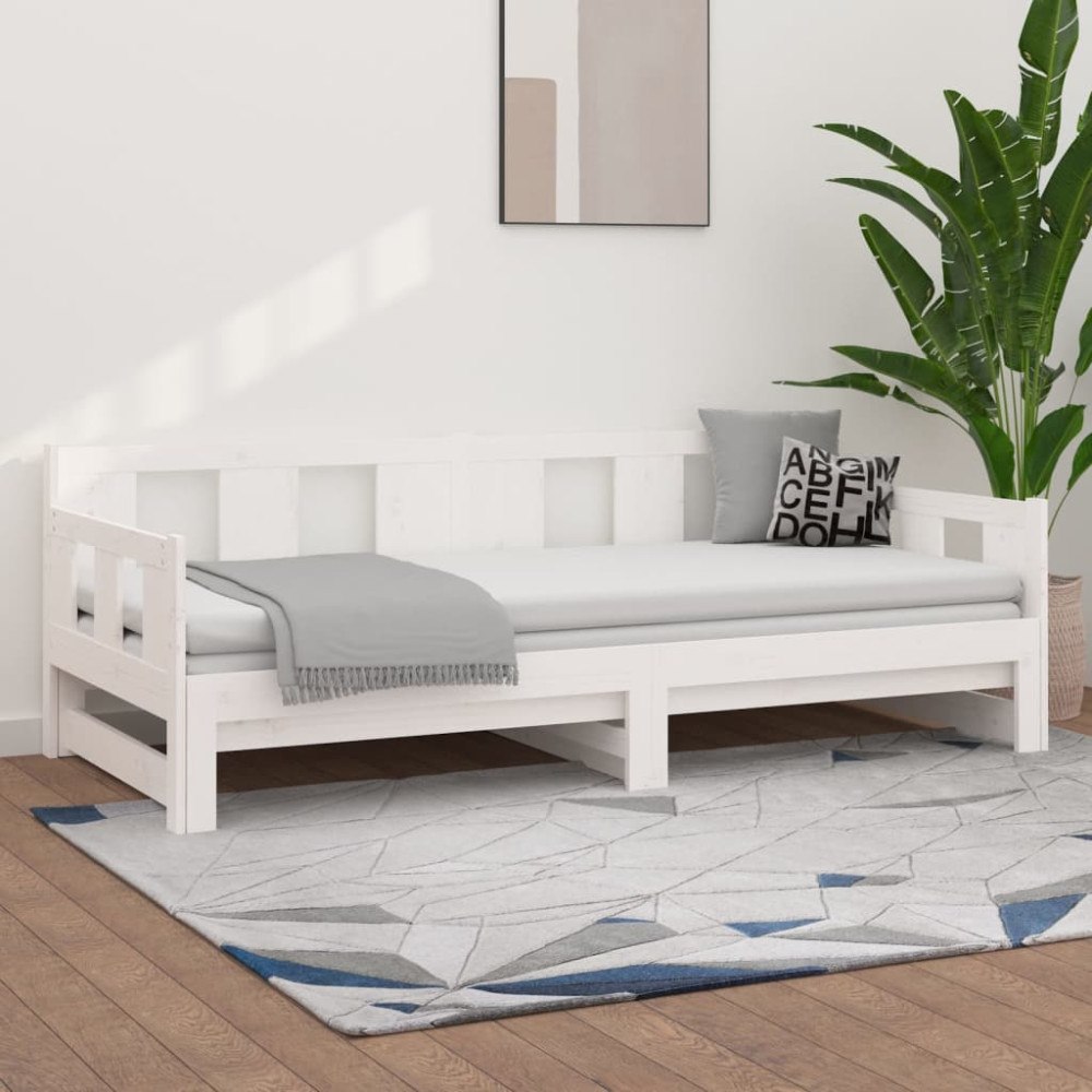 vidaXL Bäddsoffa vit massiv furu 2x(90x200) cm