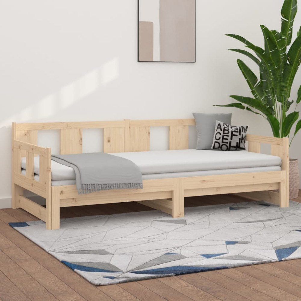vidaXL Bäddsoffa massiv furu 2x(90x200) cm