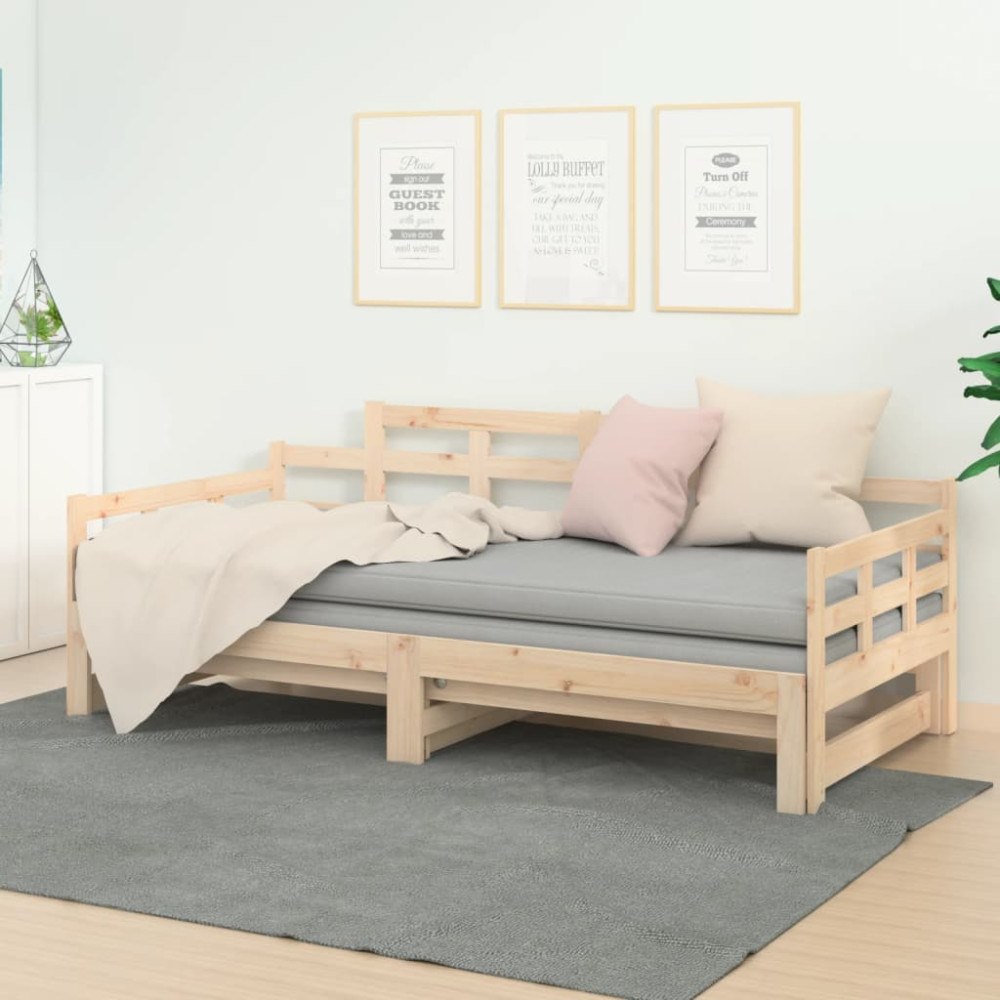 vidaXL Bäddsoffa massiv furu 2x(80x200) cm