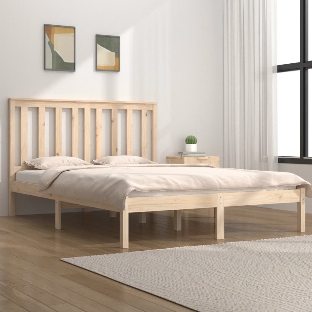 vidaXL Sängram massiv furu 120x190 cm