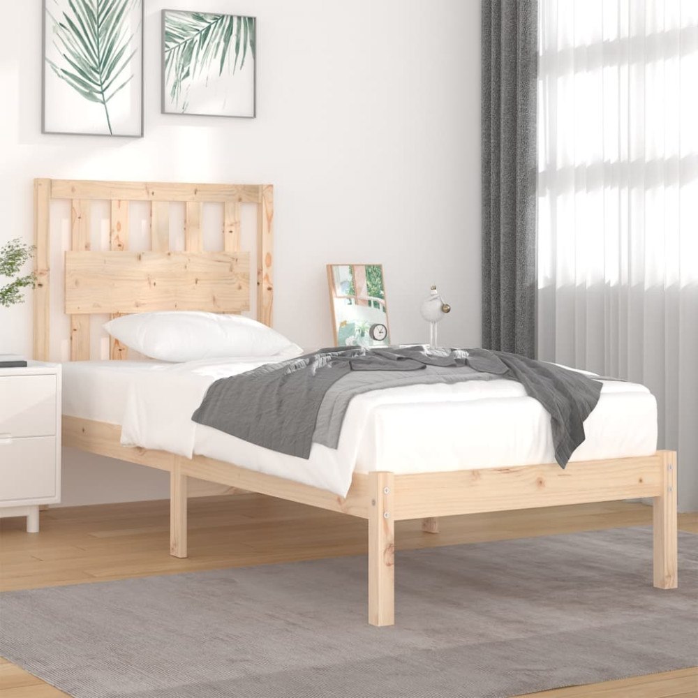 vidaXL Sängram massiv furu 90x200 cm