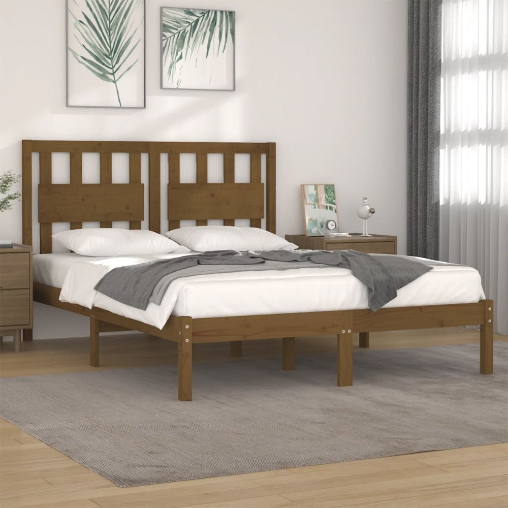 vidaXL Sängram honungsbrun massiv furu 200x200 cm