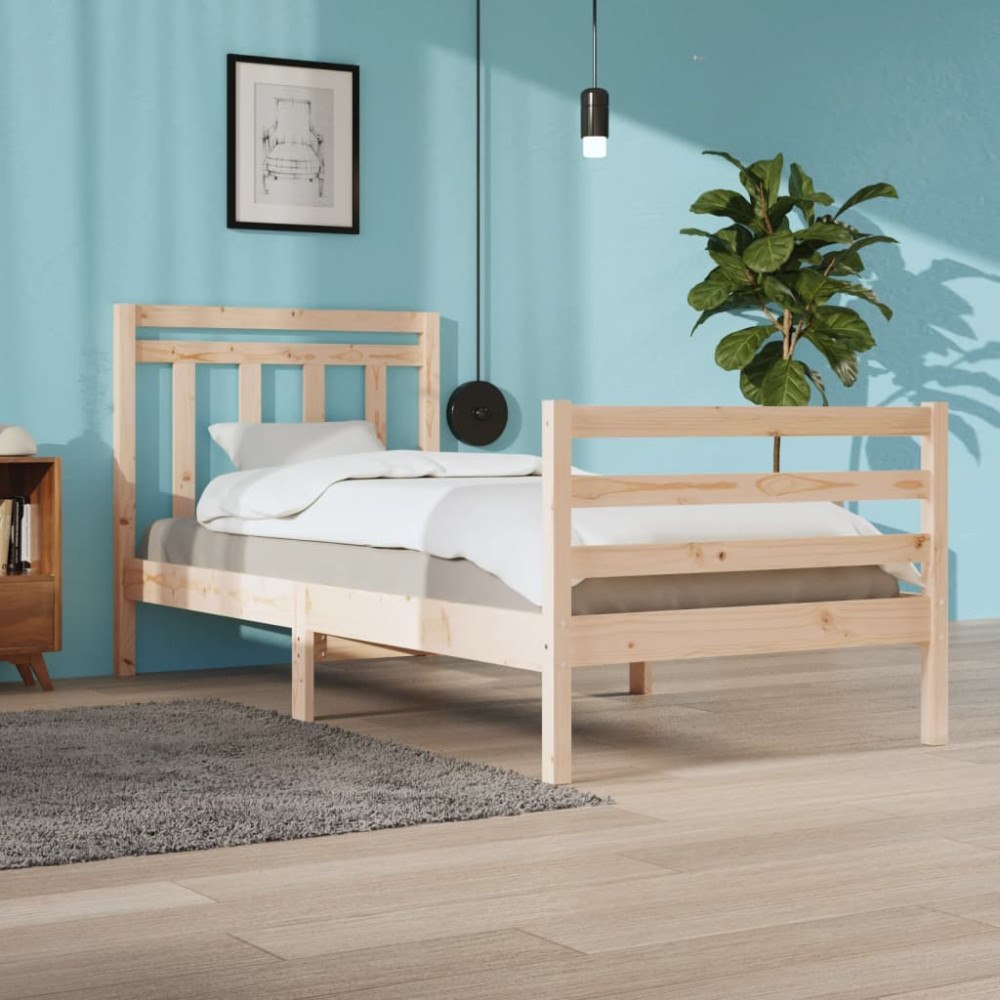 vidaXL Sängram massivt trä 90x200 cm