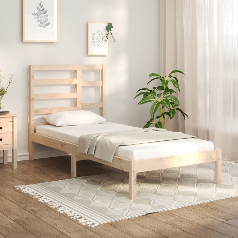 vidaXL Sängram massivt trä 75x190 cm