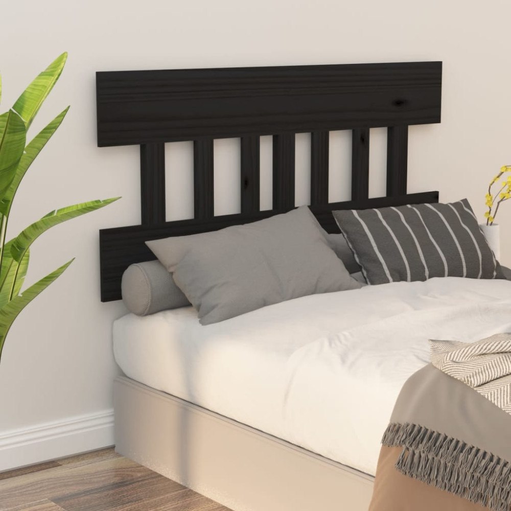 vidaXL Sänggavel svart 203,5x3x81 cm massiv furu