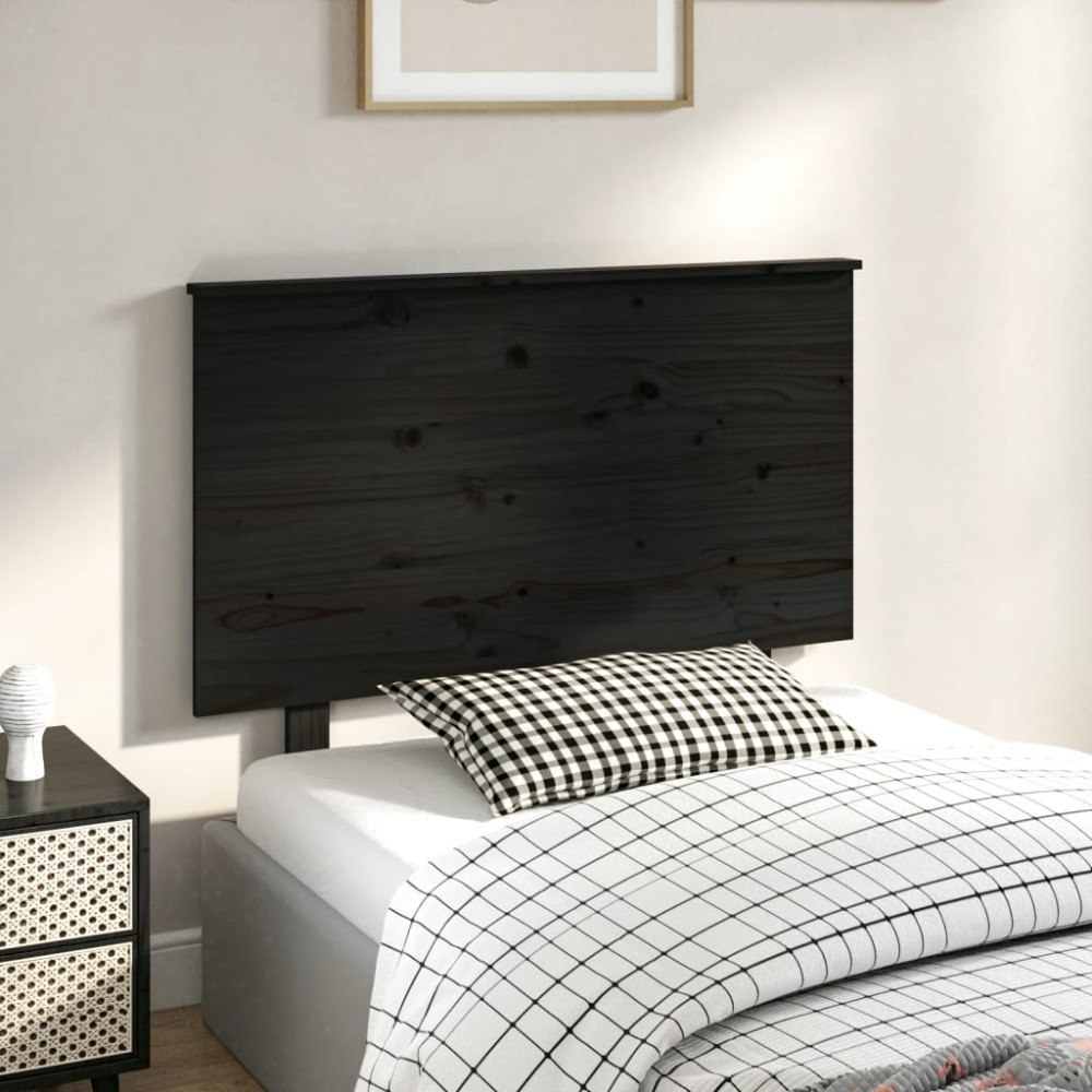 vidaXL Sänggavel svart 94x6x82,5 cm massiv furu