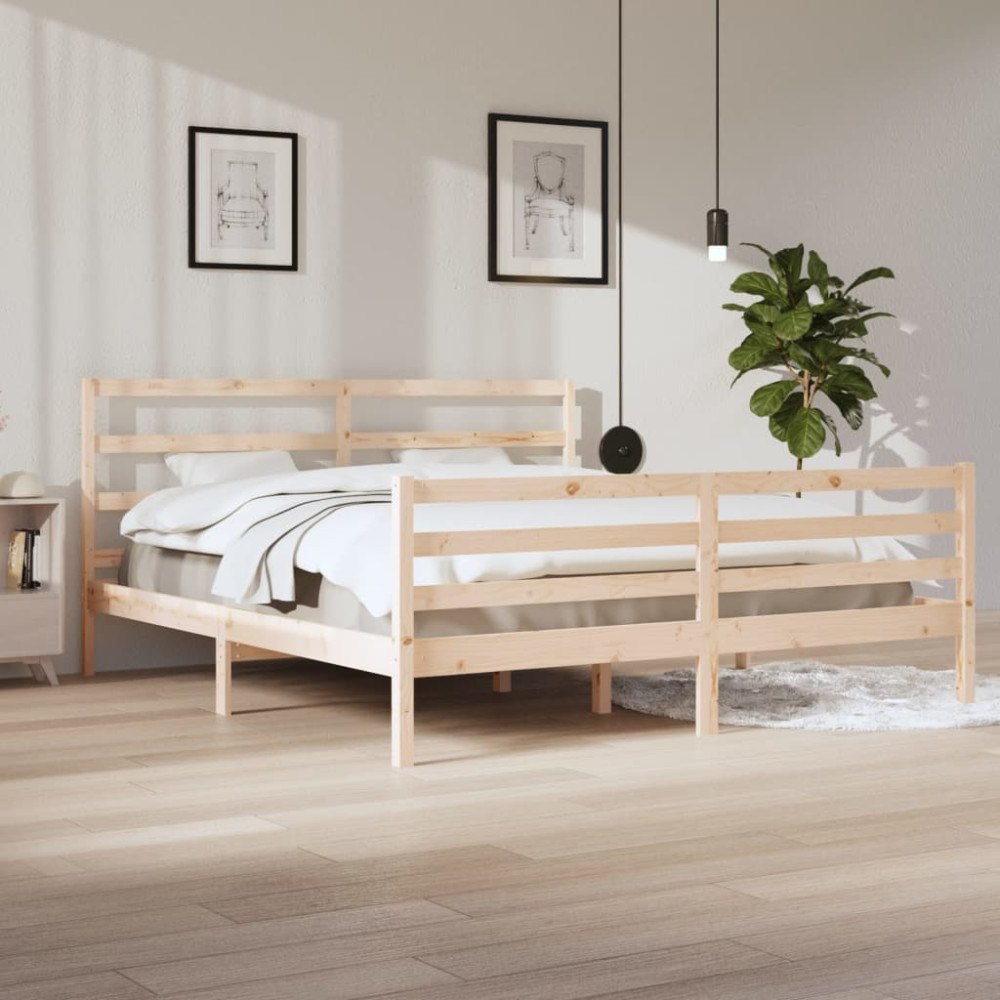 vidaXL Sängram massiv furu 200x200 cm