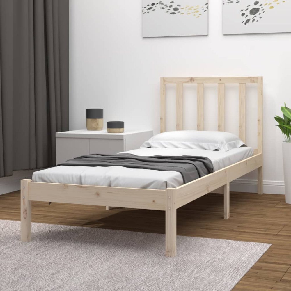 vidaXL Sängram massiv furu 90x200 cm
