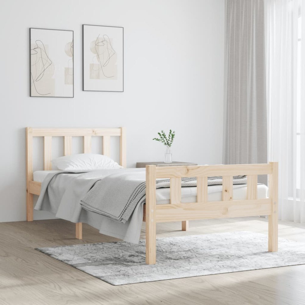 vidaXL Sängram massivt trä 90x190 cm