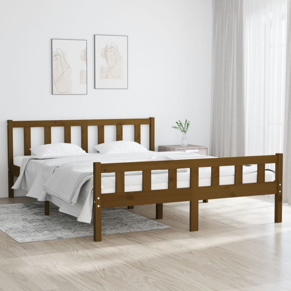 vidaXL Sängram honungsbrun massivt trä 120x200 cm