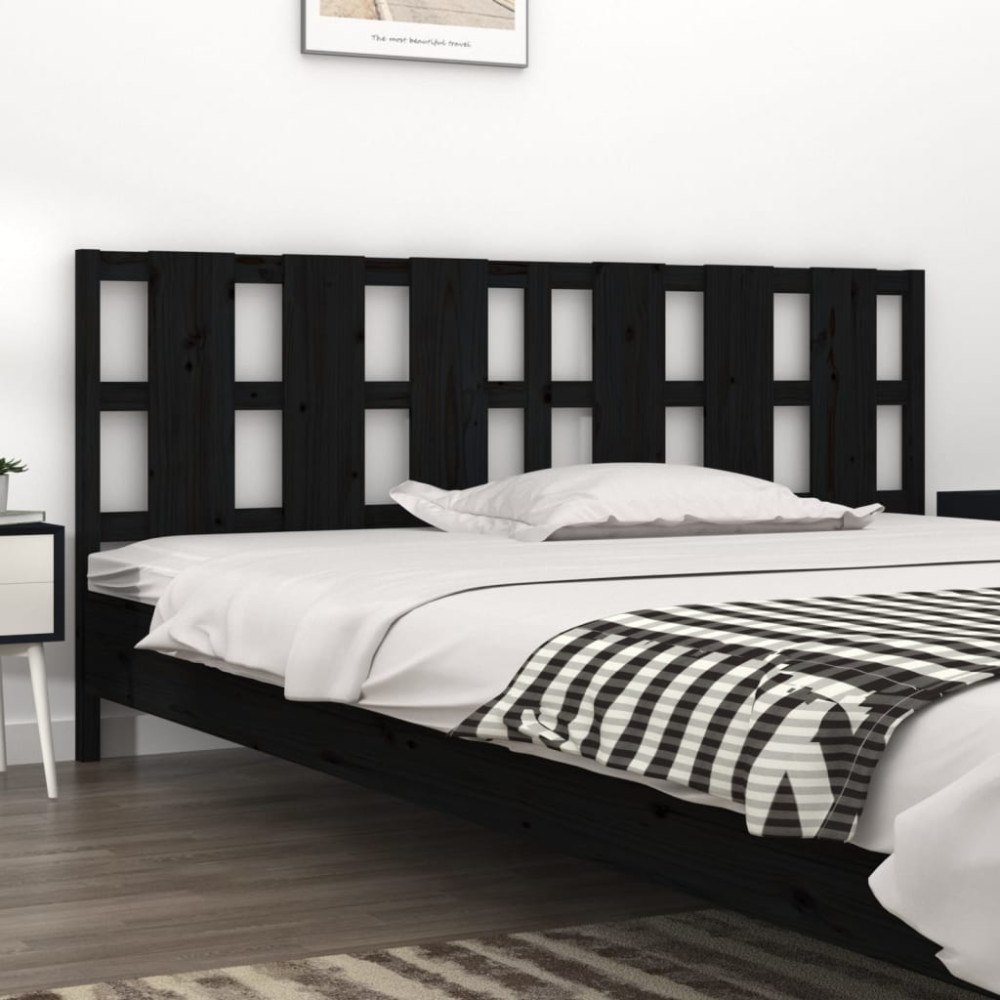 vidaXL Sänggavel svart 205,5x4x100 cm massiv furu