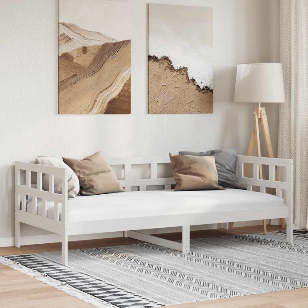 vidaXL Dagbädd vit 90x200 cm massiv furu