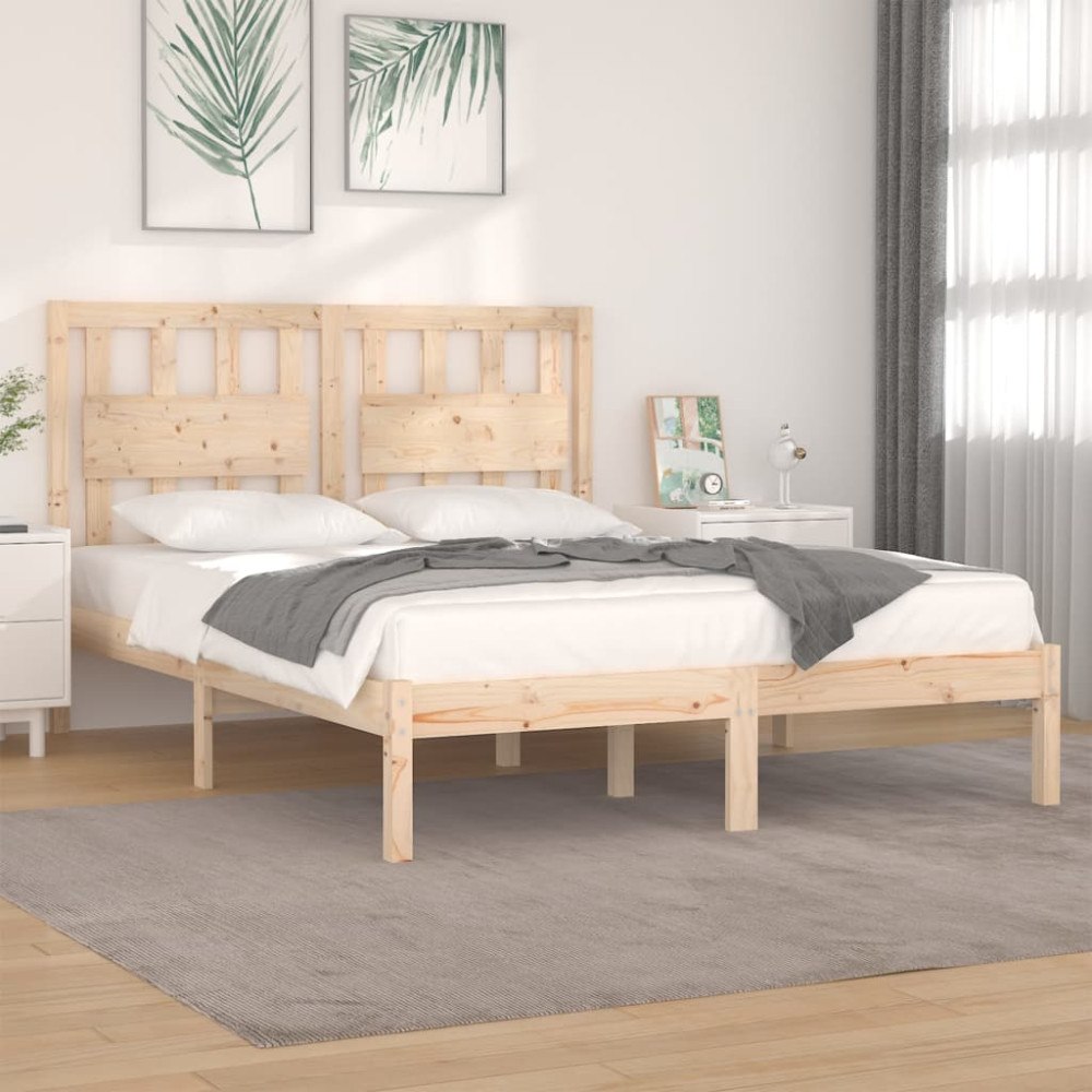 vidaXL Sängram massiv furu 150x200 cm