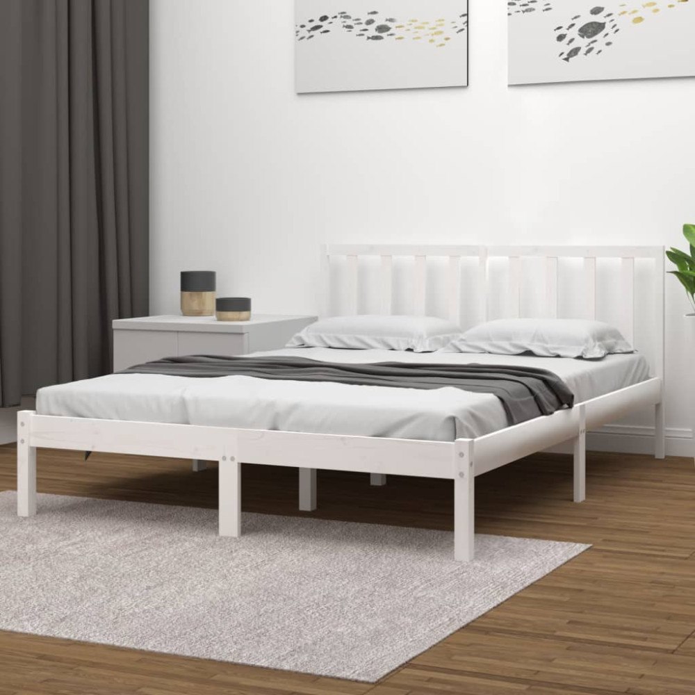 vidaXL Sängram vit massiv furu 200x200 cm