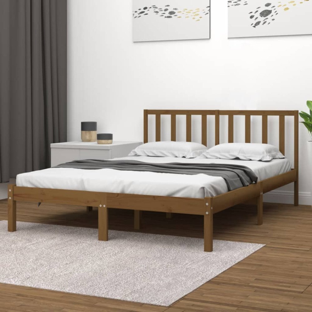 vidaXL Sängram honungsbrun massiv furu 200x200 cm