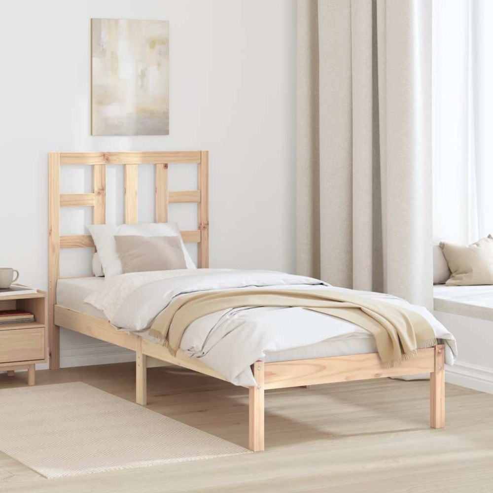 vidaXL Sängram massivt trä 75x190 cm