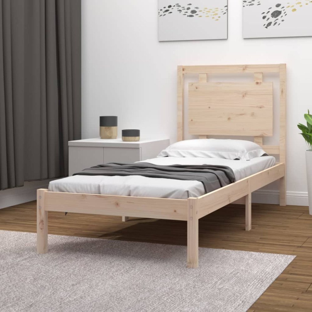 vidaXL Sängram massivt trä 75x190 cm