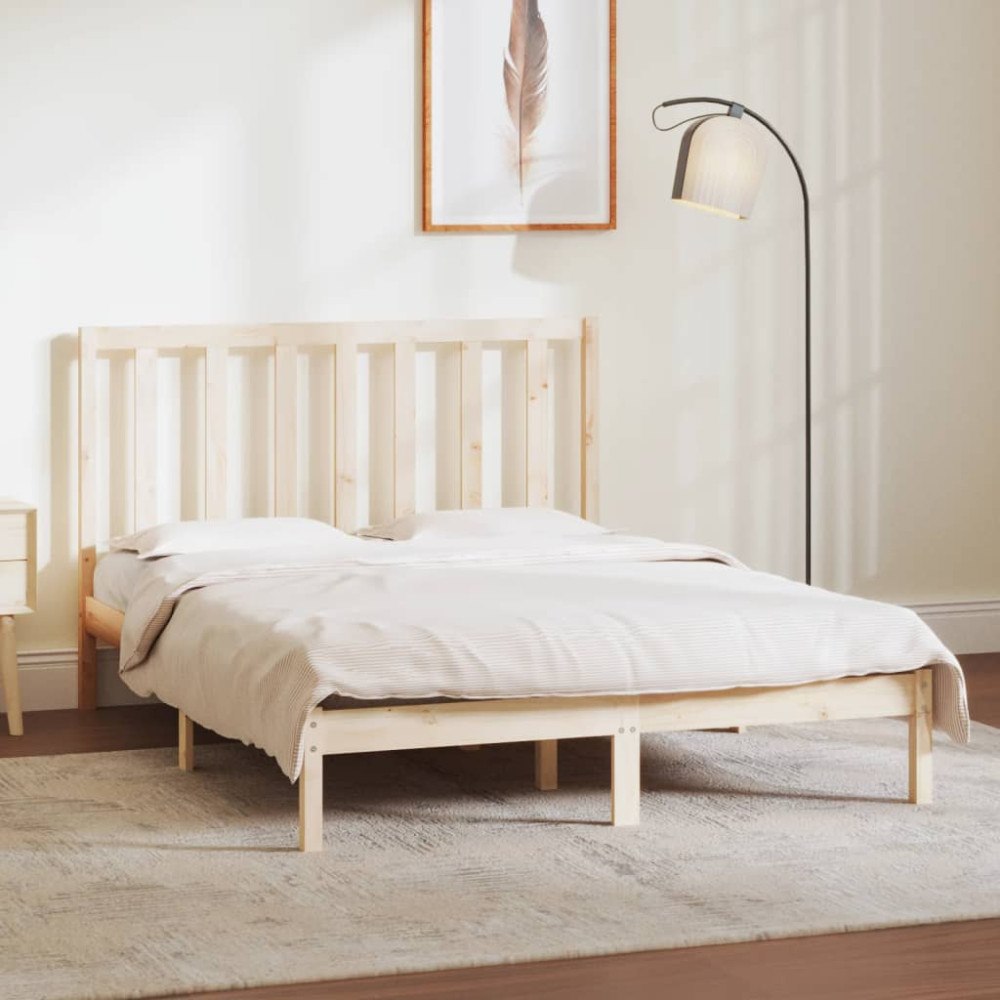 vidaXL Sängram utan madrass 135x190 cm massiv furu