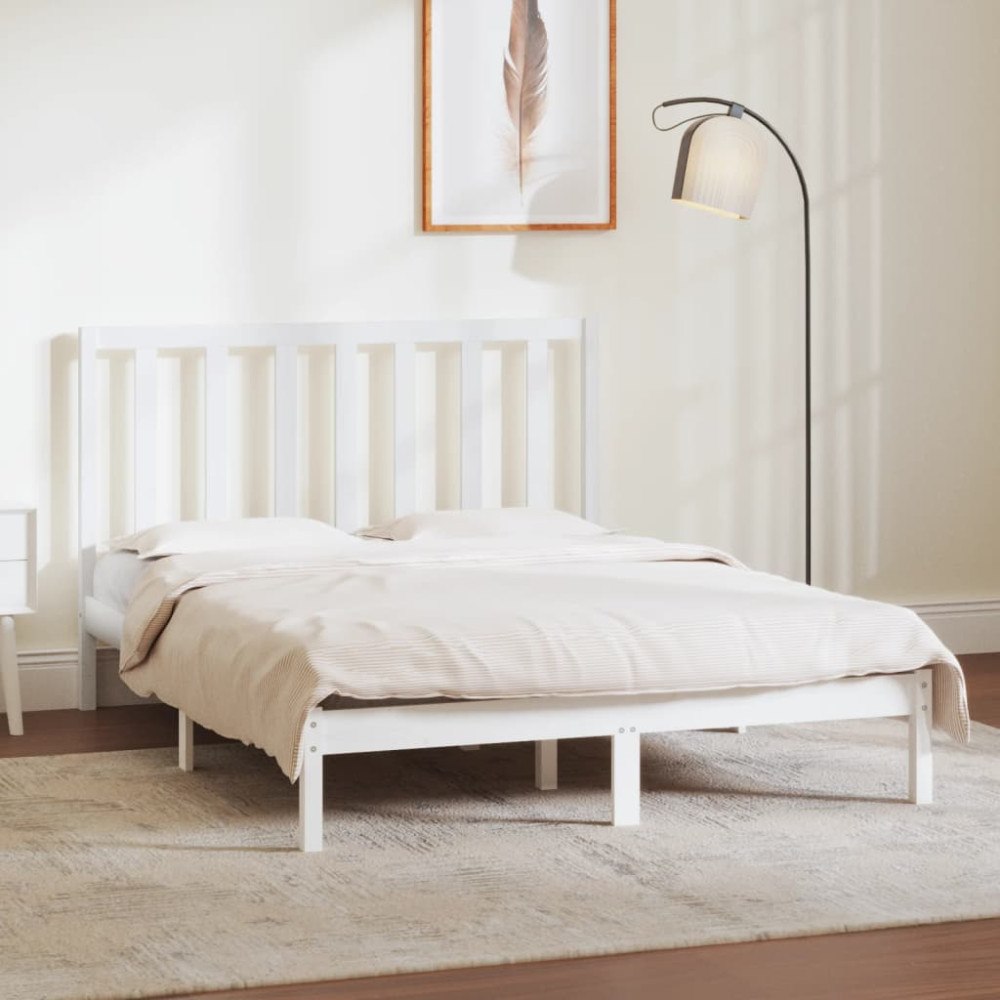 vidaXL Sängram utan madrass vit 140x190 cm massiv furu