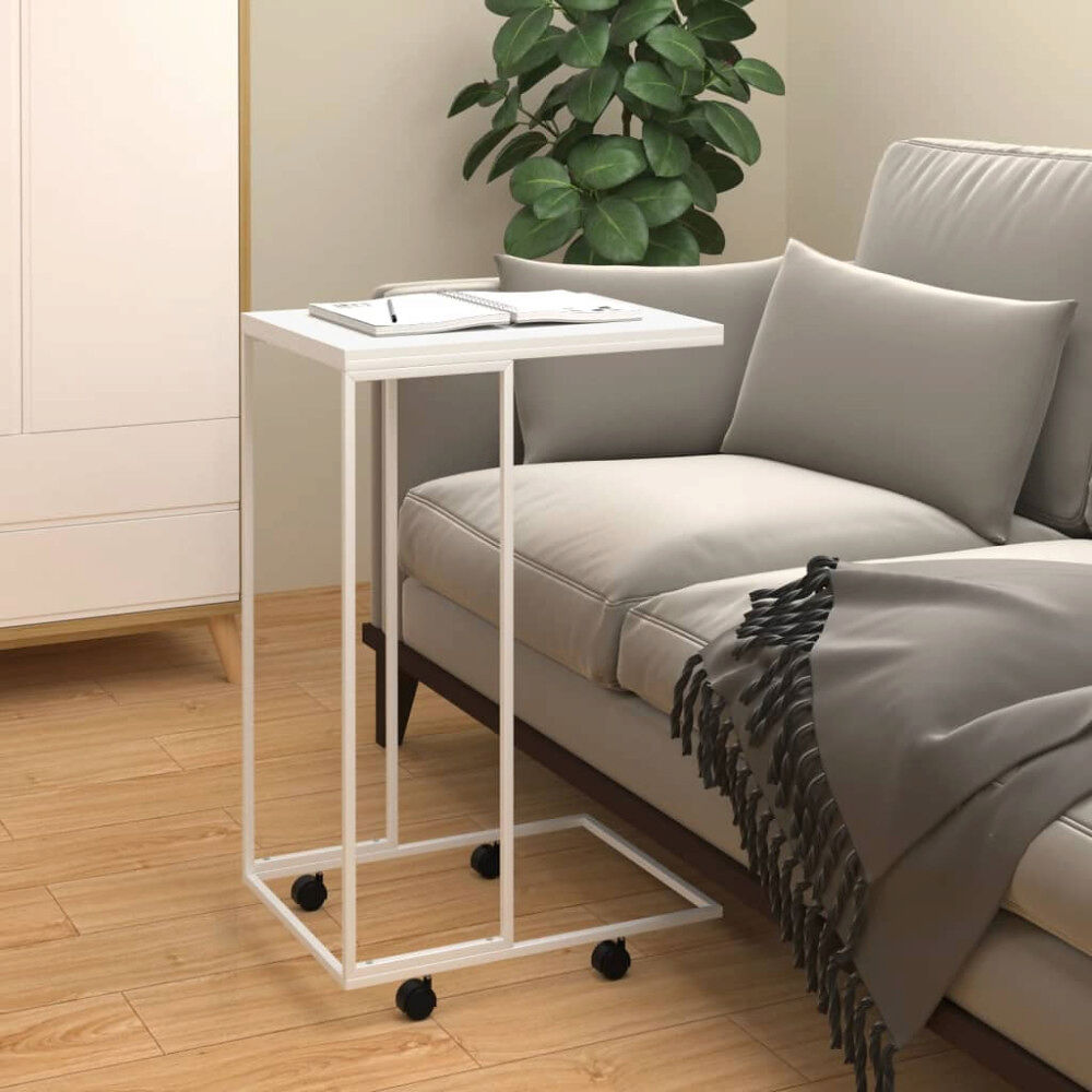 vidaXL Sidobord med hjul vit 40x30x63,5 cm konstruerat trä
