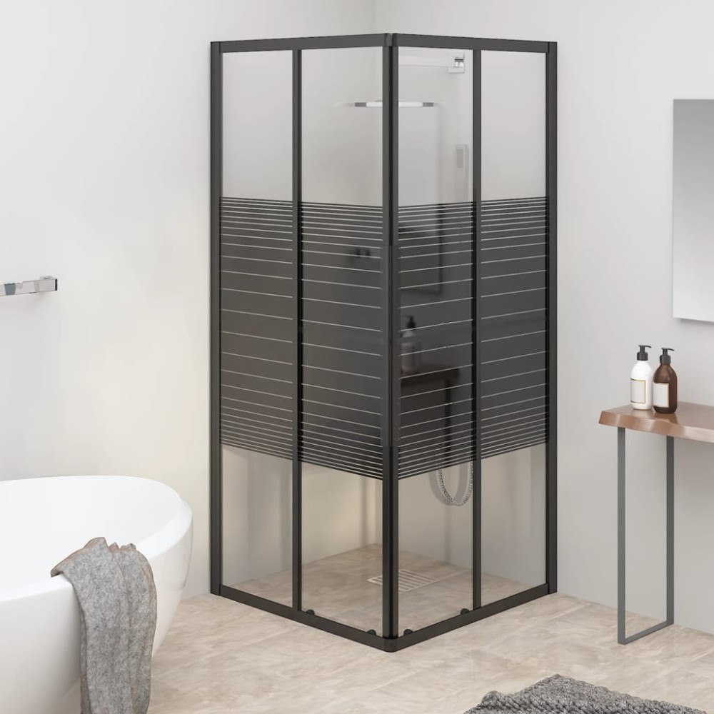 vidaXL Duschkabin ränder ESG 80x80x180 cm svart