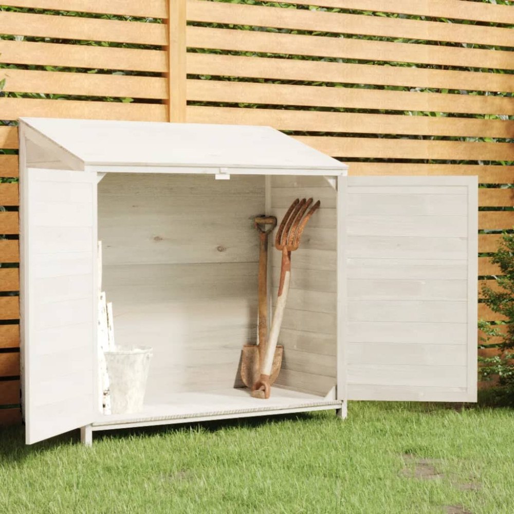 vidaXL Trädgårdsbod vit 102x52x112 cm massivt granträ