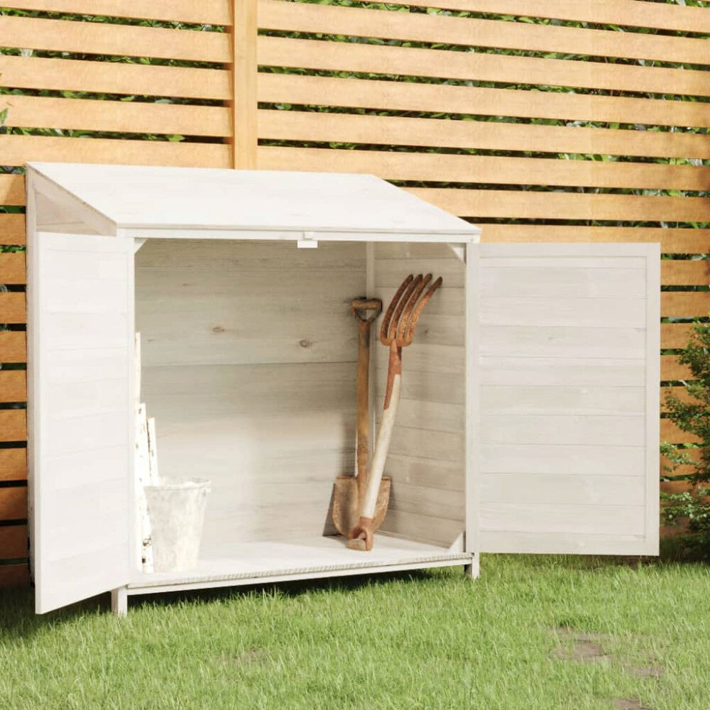 vidaXL Trädgårdsbod vit 102x52x112 cm massivt granträ