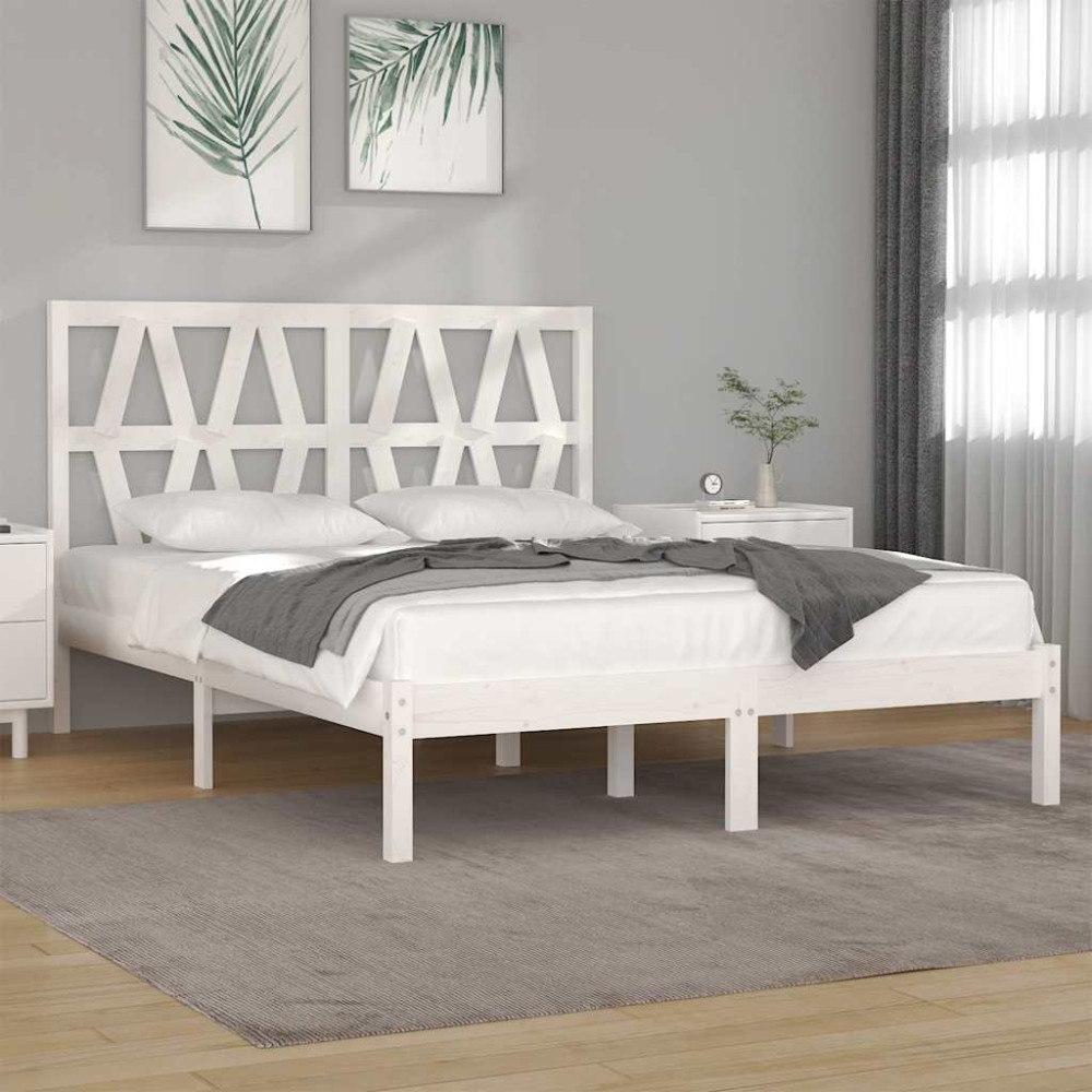 vidaXL Sängram vit massiv furu 120x200 cmmassiv
