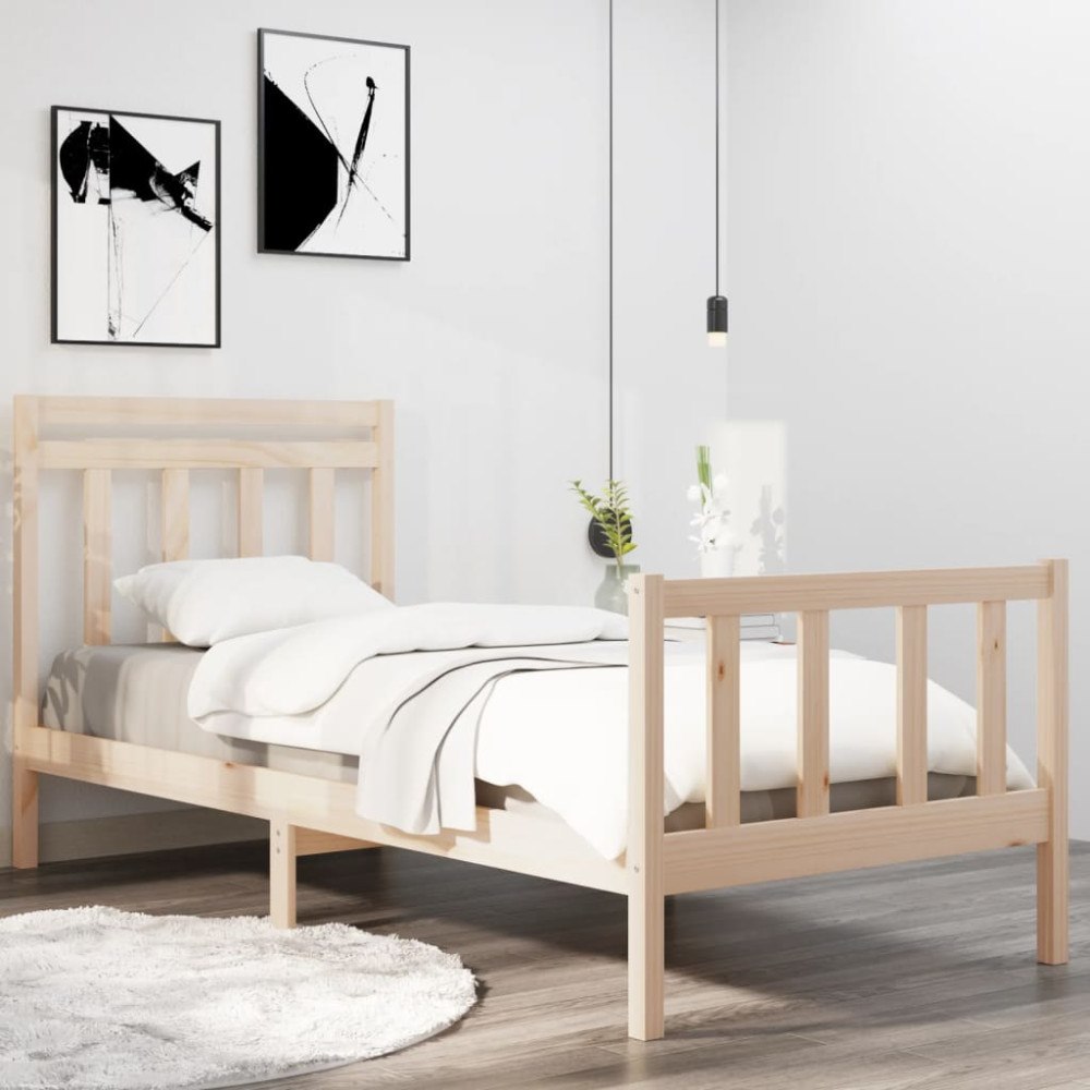 vidaXL Sängram massivt trä 90x190 cm