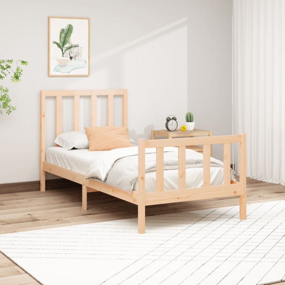 vidaXL Sängram utan madrass 90x200 cm massiv furu