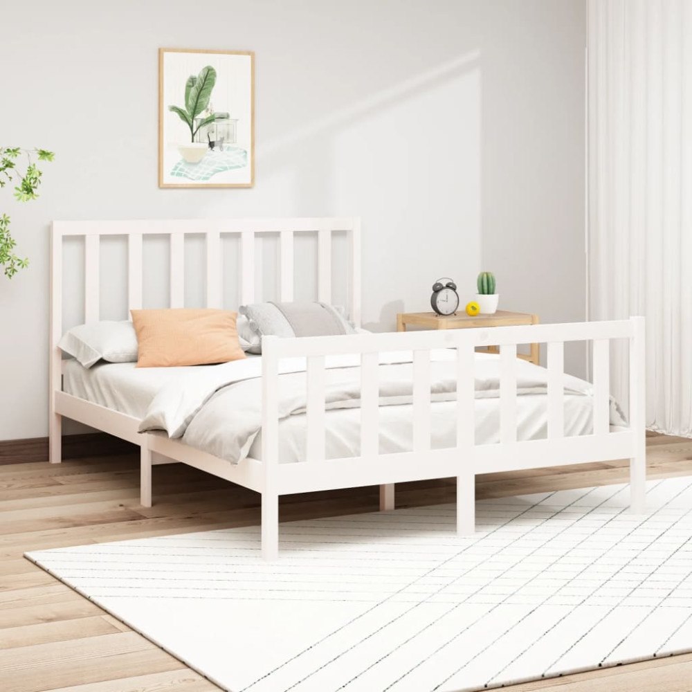 vidaXL Sängram utan madrass vit 120x200 cm massiv furu