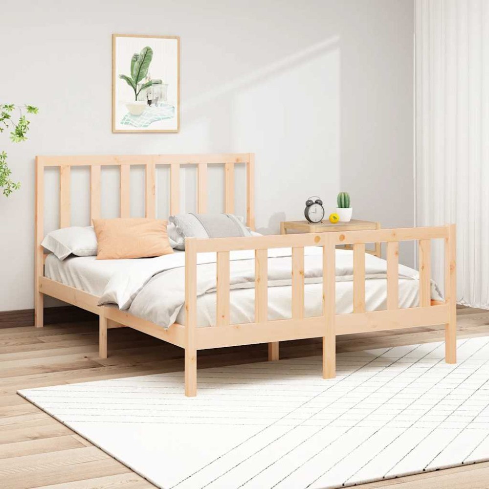 vidaXL Sängram utan madrass 140x200 cm massiv furu