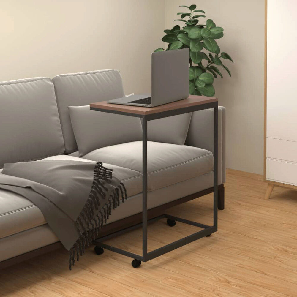 vidaXL Sidobord med hjul svart 55x35x70 cm konstruerat trä